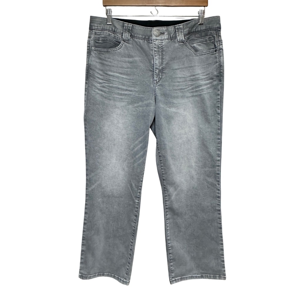 Democracy Ab Solution Womens Crop‎ Straight Jeans Size 14 Gray High Rise Stretch